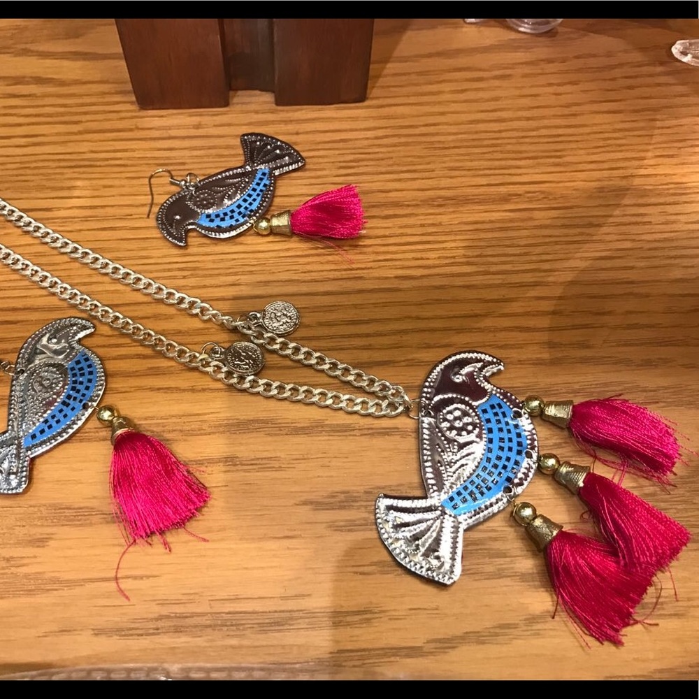 Truck Art Inspired Necklace and earring set.